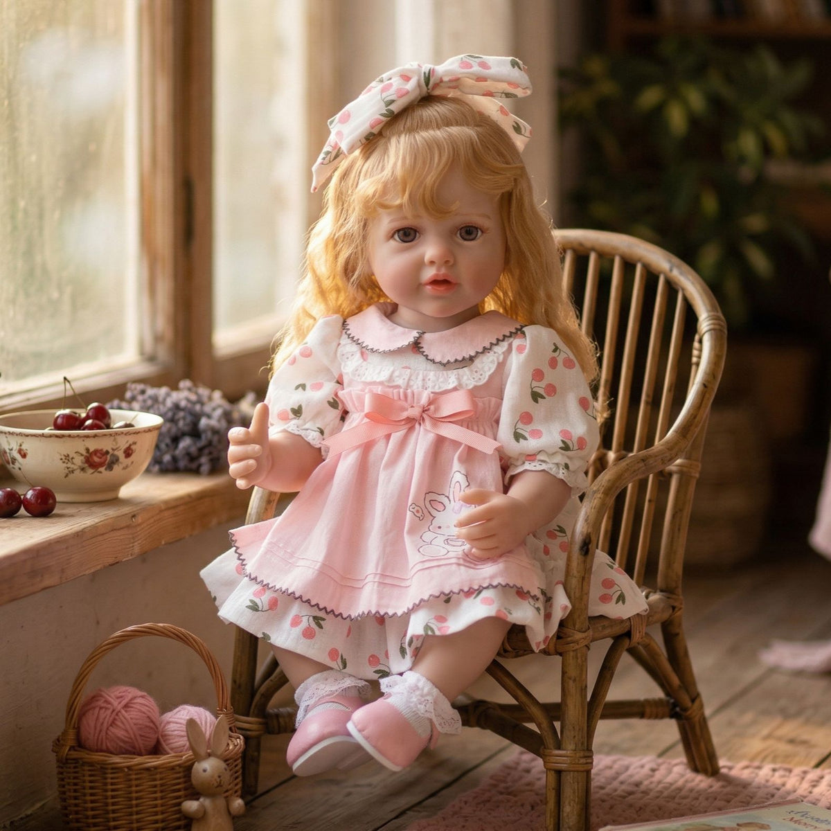 22-Zoll-Reborn-Puppe mit Ganzkörper-Vinyl, simuliertem implantiertem Babyhaar, handbemaltes Spielzeug-Puppengeschenk in exquisiter Qualität