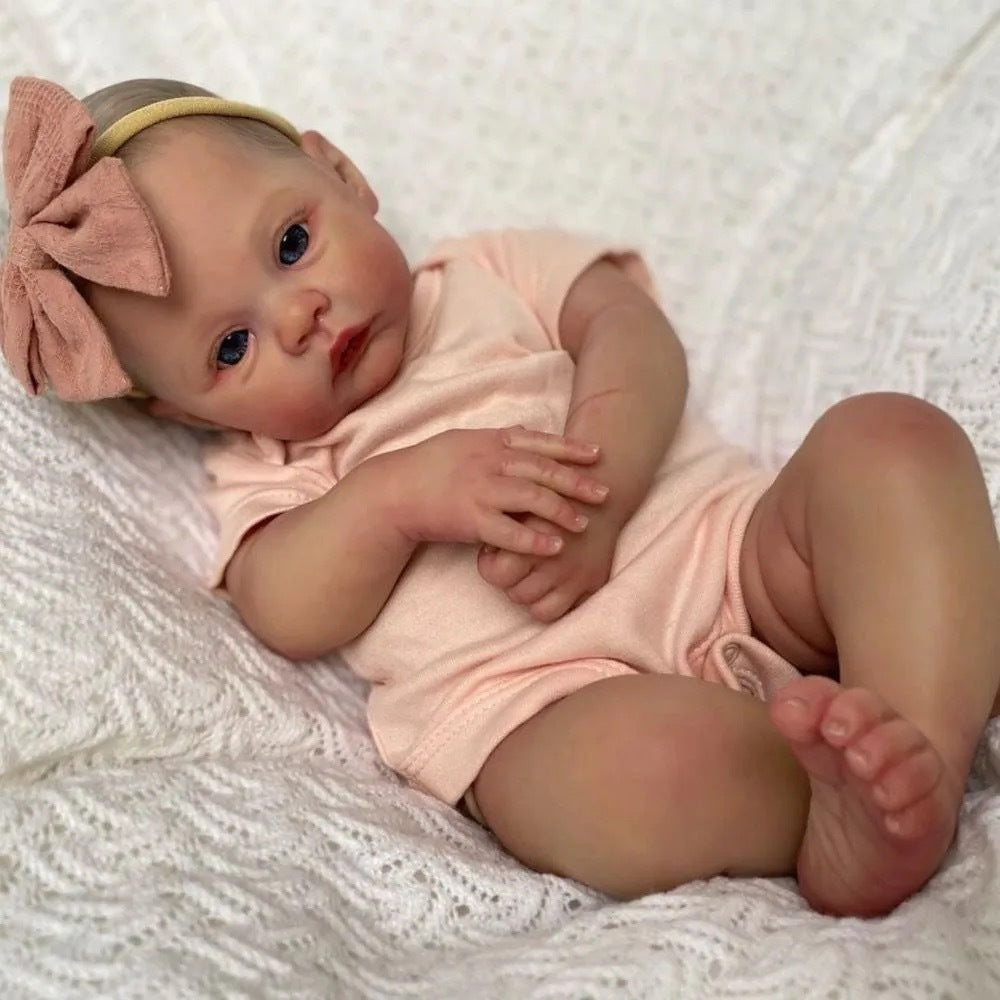 19 Zoll lebensechte Reborn-Babypuppe für Mädchen, handgefertigte Puppe aus Vollvinyl, realistisches Neugeborenen-Spielzeug für Kinder