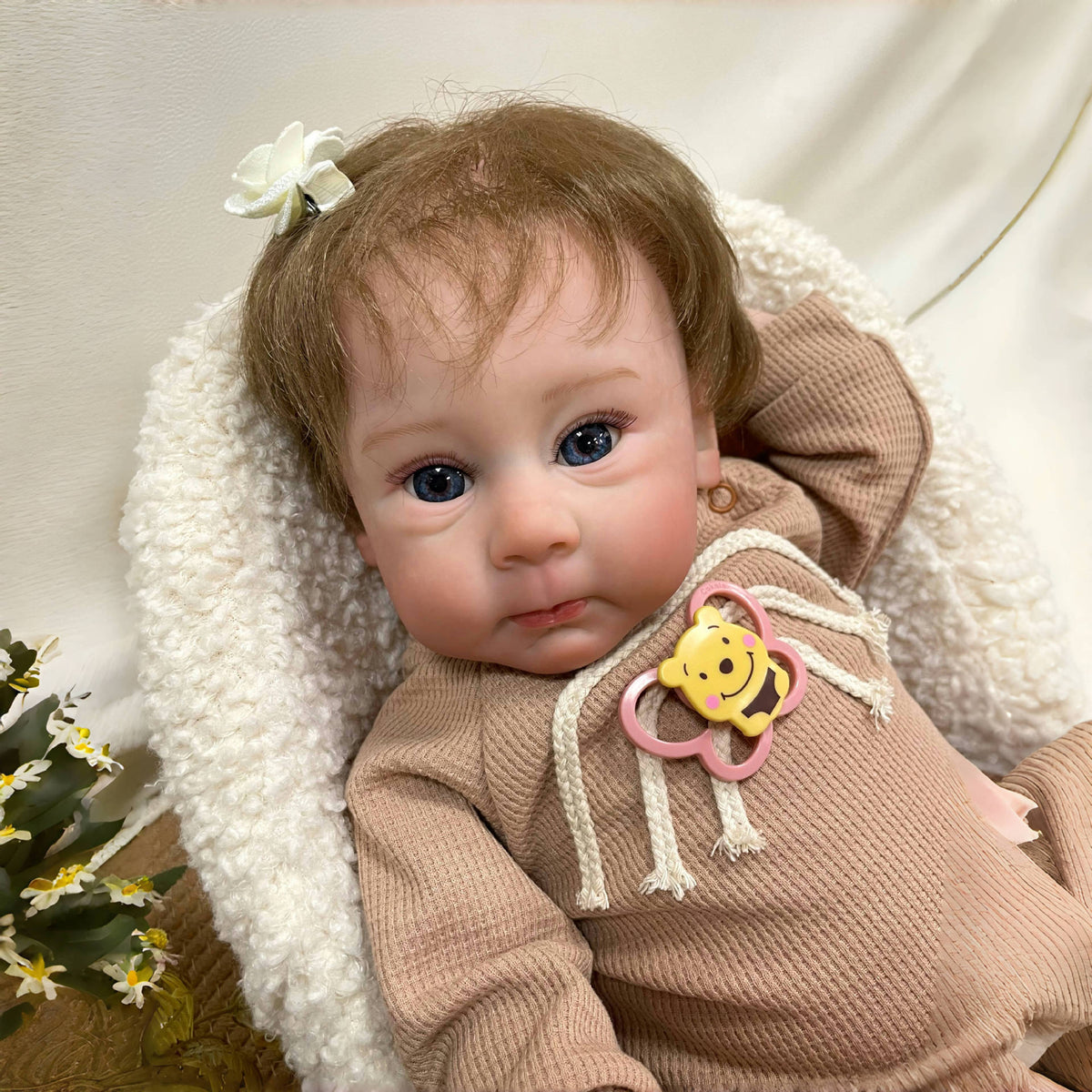 23 Zoll realistische Reborn-Puppe mit Stoffkörper, 3D-Haut mit sichtbaren Adern, handgefertigtes Geschenkspielzeug für kleine Mädchen und Sammler