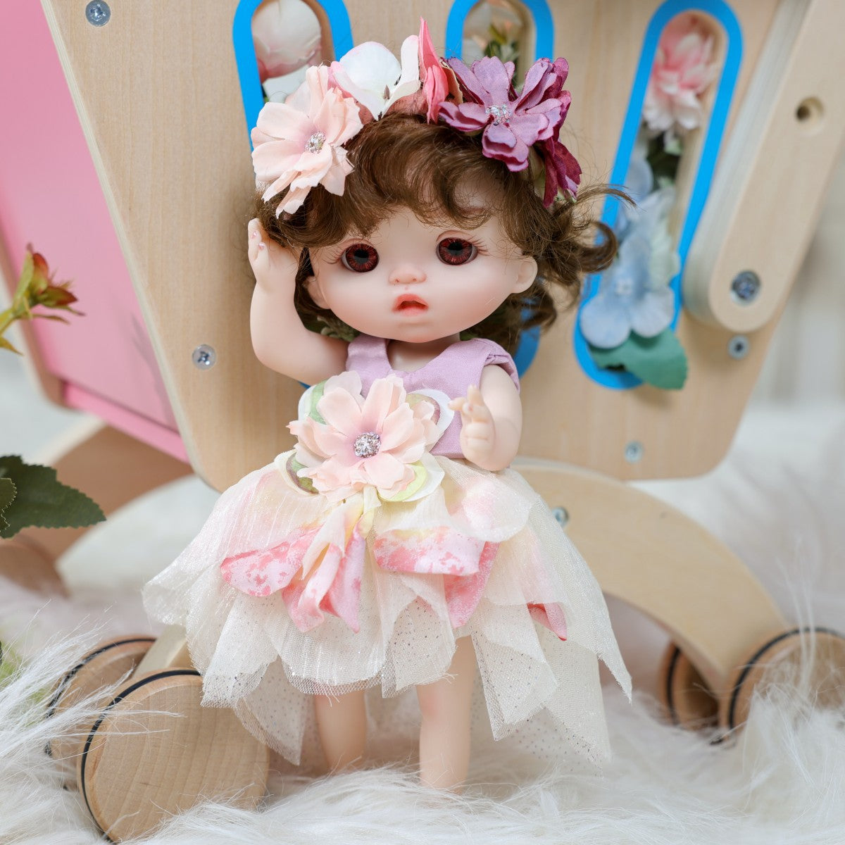 10-Zoll stehende Reborn-Babypuppe – Realistische Waldfee-Prinzessin mit Blütenblatt-Kleid