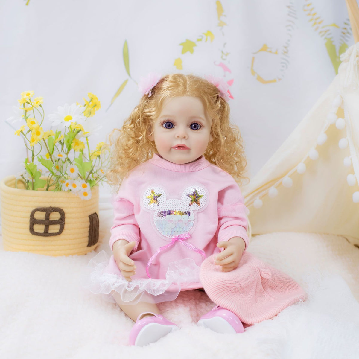 22-Zoll lebensechte Reborn-Puppe mit Ganzkörper-Vinyl, süße Geschenkidee für Kinder und Erwachsene zu besonderen Anlässen