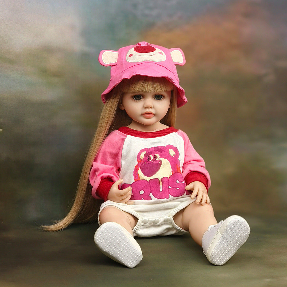 22-Zoll-Reborn-Puppe mit Ganzkörper-Vinyl und Geräuschsensor, fesselndes Spielzeug, perfektes Geschenk für Kinder und erwachsene Sammler zu besonderen Anlässen
