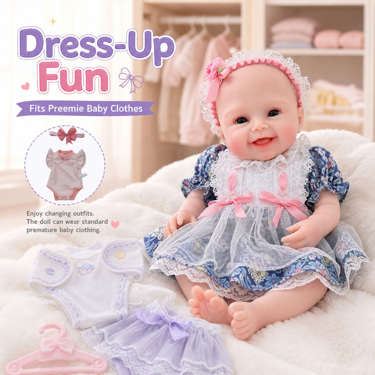 17 Zoll Reborn Babypuppe, niedliche Vollsilikon-Babypuppe, realistische Neugeborenen-Puppe, Spielzeug, Weihnachtsgeschenk