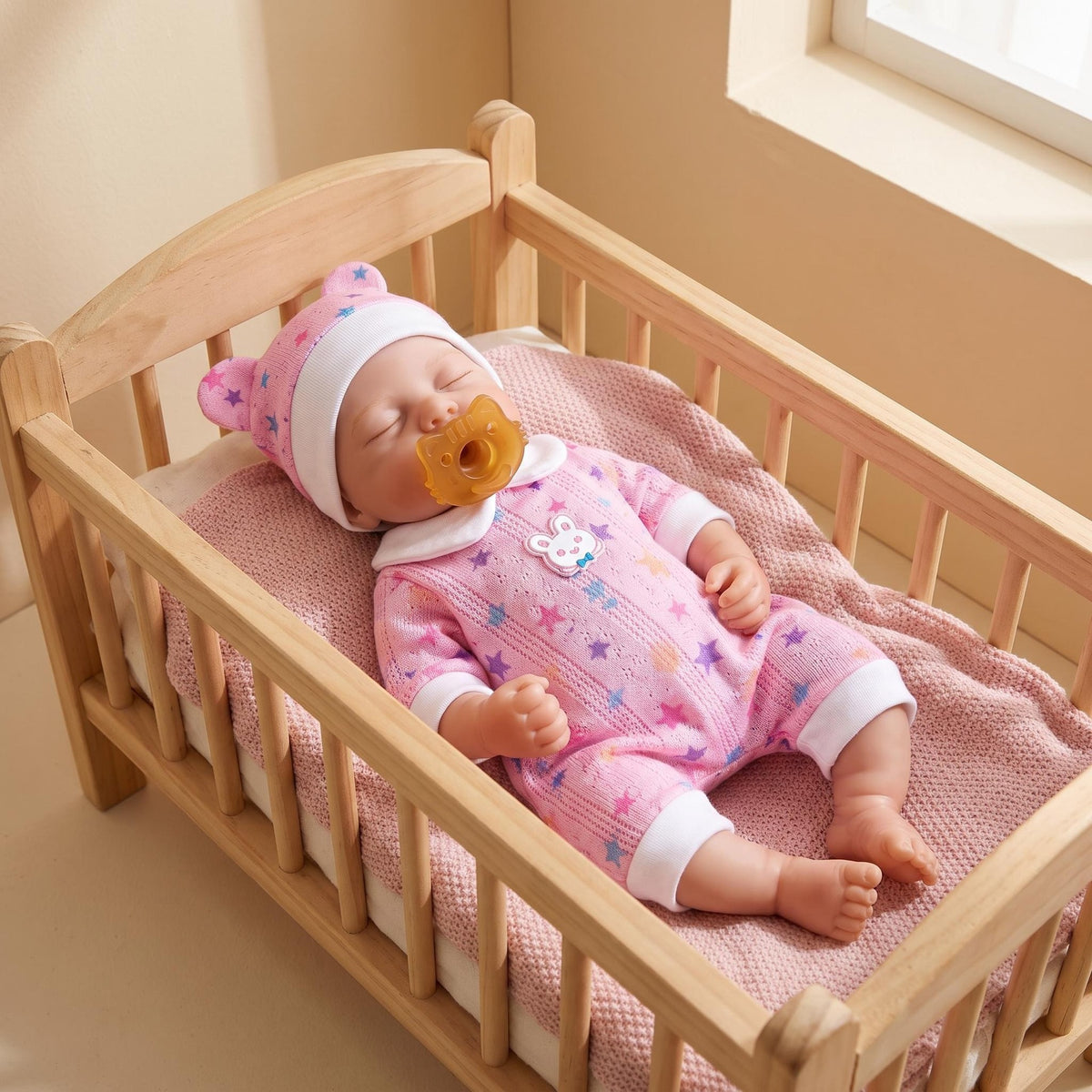 Lebensechte 30 cm Ganzkörper-Silikon-Reborn-Puppe, friedlich schlafender Ausdruck, Begleiter für festliche Anlässe