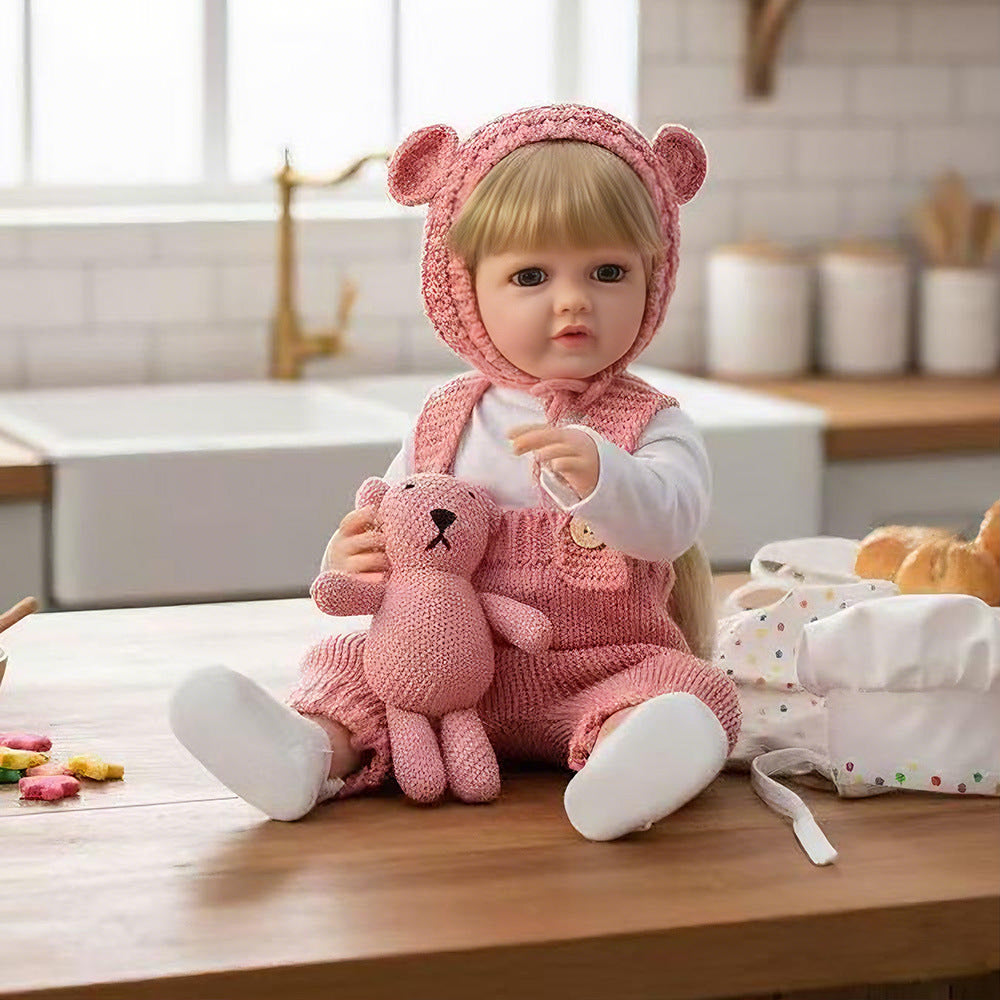 Russisch Englisch Spanisch Weinen und Lachen Dialog 22 Zoll Vollkunststoff Reborn Puppe Simulationsbaby Mädchenpuppe