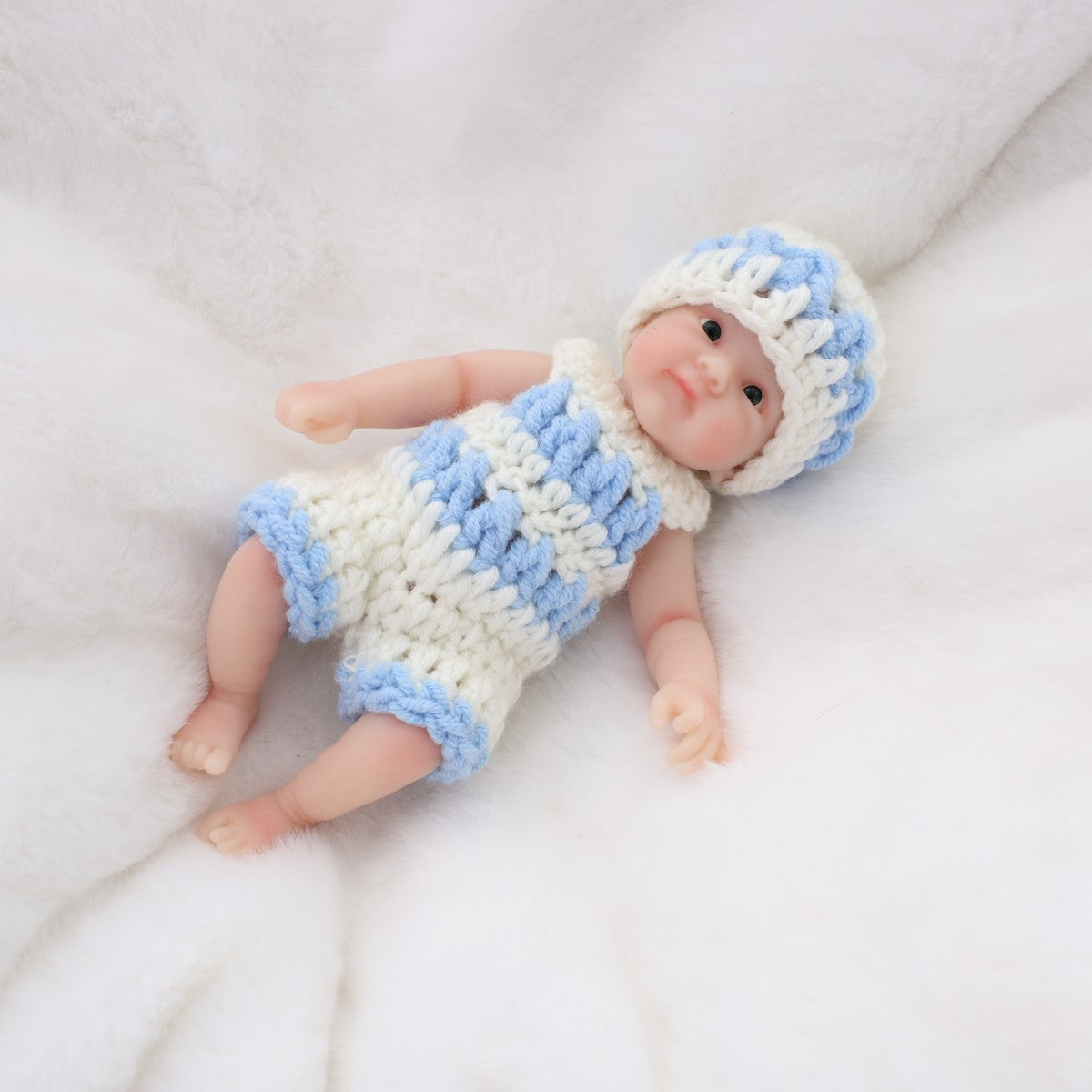 6-Zoll-Handflächen-Reborn-Babypuppe aus massivem Silikon, realistische, dehnbare Spielzeugpuppe als Geschenk für Kinder
