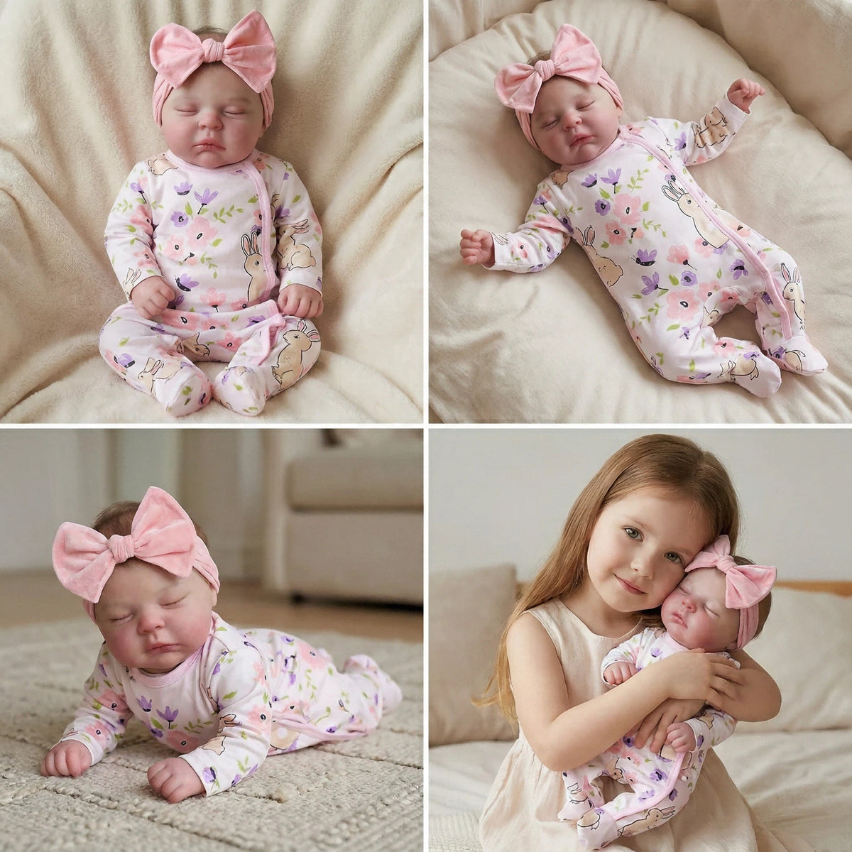 Lebensechte Reborn-Babypuppen, 19 Zoll schlafende Babypuppen, weicher Stoffkörper mit Zubehör, Geschenkbox für Kinder ab 3 Jahren