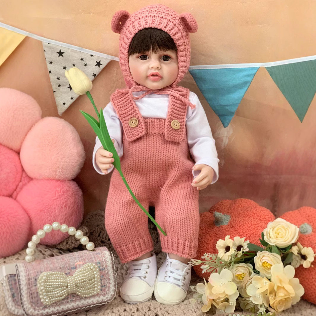 22 Zoll Reborn-Puppe mit Ganzkörper-Vinyl und Sound-Sensor, interaktives Begleitspielzeug für Kinder und Erwachsene, Geschenkidee für Geburtstage und Feiertage