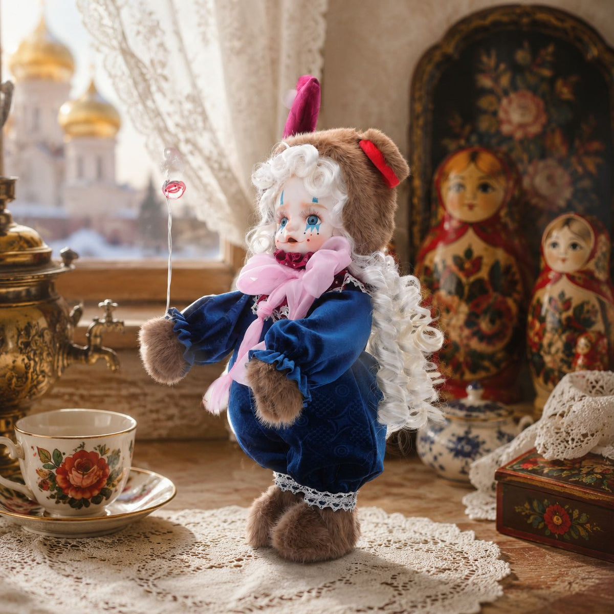 13 Zoll 33 cm Vintage Clown Make-up Keramikgesicht exquisite Puppe Spielzeug hochwertiges Geschenk Sammlerstück Dekoration Ornament