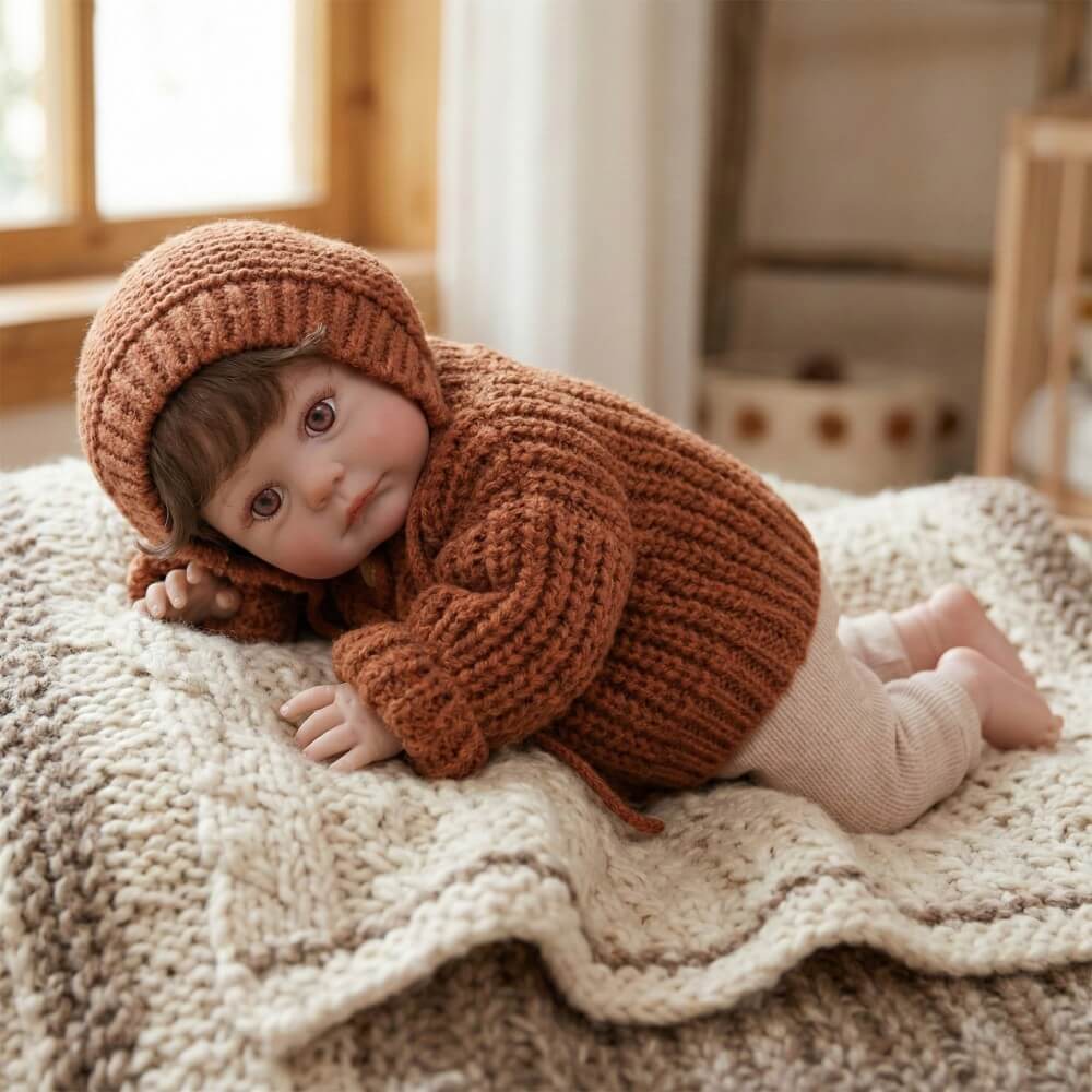 24 Zoll 60 cm Stoffkörper Reborn-Babypuppe mit implantieren Haaren, 60 cm simulierte menschenähnliche Puppe