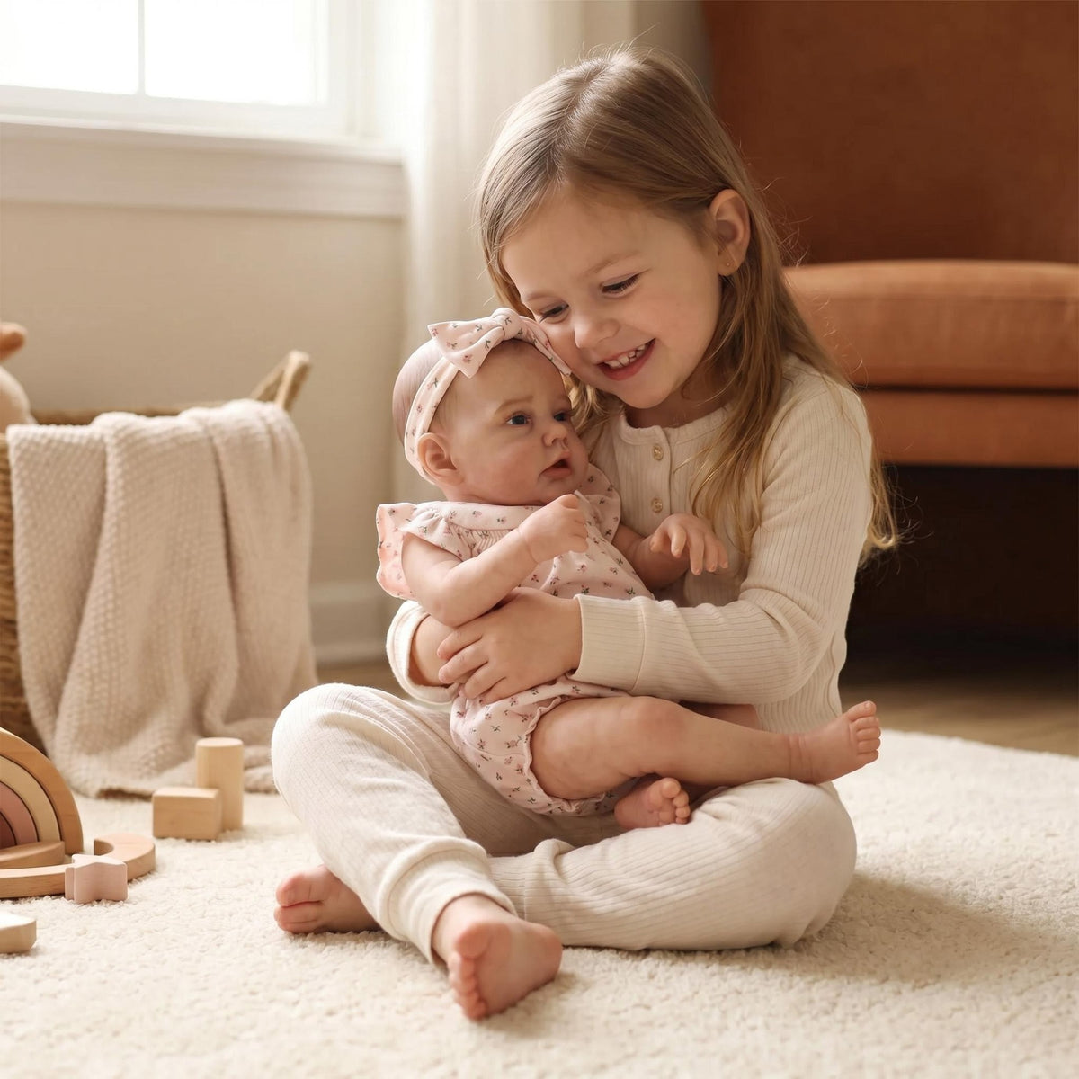 Lebensechte Reborn-Mädchenpuppe, 22 Zoll (ca. 56 cm), mit Stoffkörper, perfekte Überraschungsgeschenkidee für Weihnachten, Thanksgiving, Geburtstag und als Geschenk für das ganze Jahr