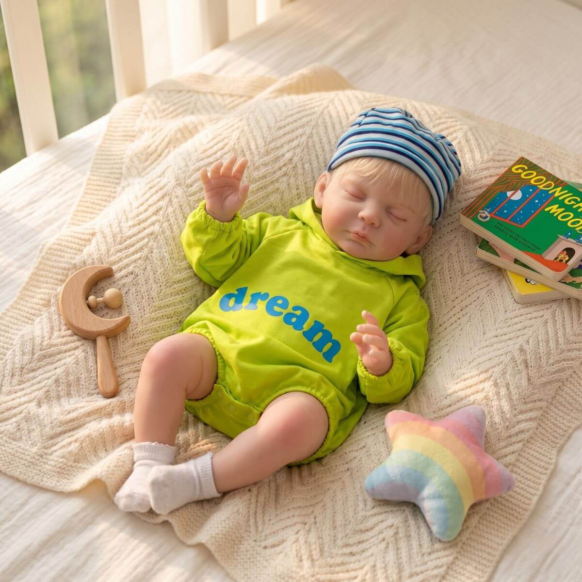 24 Zoll 60 cm Reborn-Puppe mit Haarimplantaten und Stoffkörper