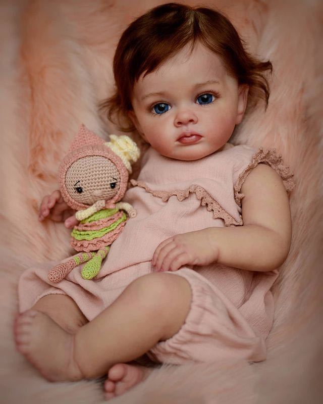 22 Zoll Reborn Neugeborenen-Babypuppe, realistisches Kleinkind mit Ganzkörper-Vinyl, Mädchen, als Geschenk