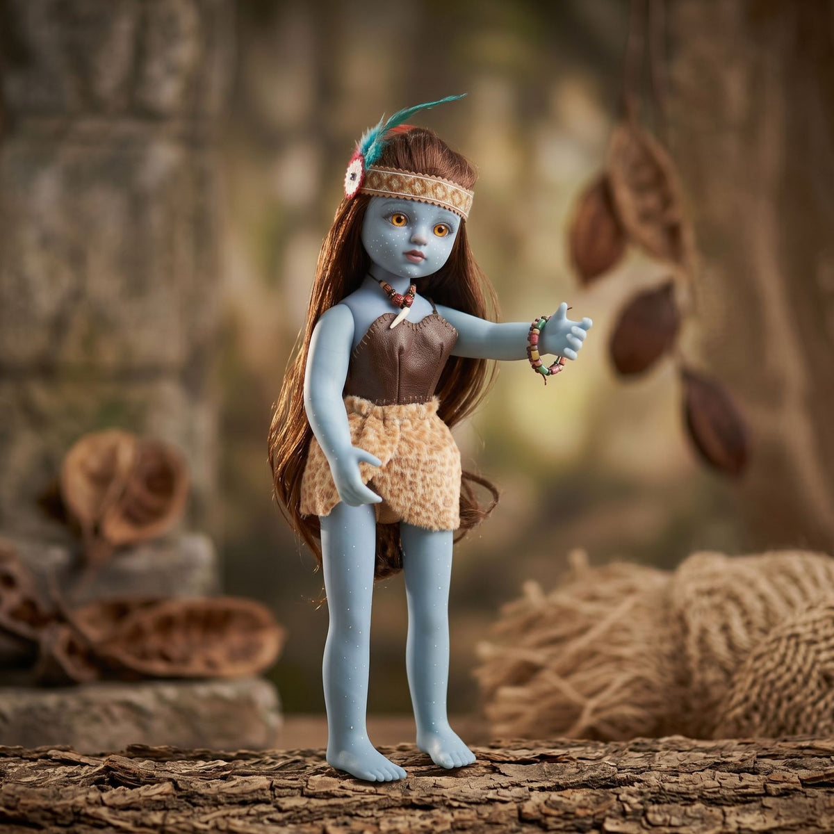 Sammelbare 18-Zoll-Avatar-Puppe mit Vollvinylkörper, Stammes-Outfit, Regaldekoration & Feiertags-Sammlergeschenk