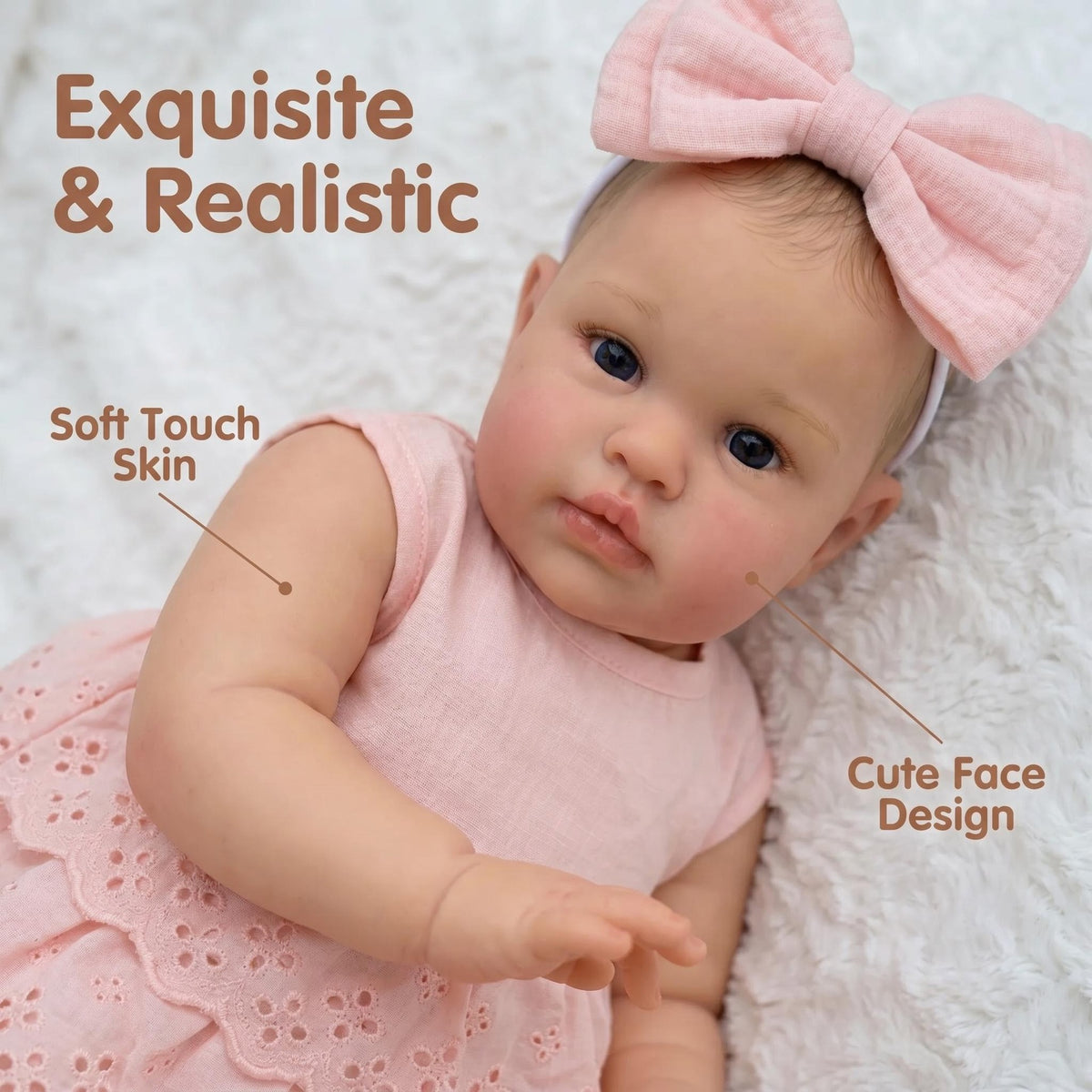 22 Zoll Reborn-Babypuppe mit Stoffkörper und beweglichen Vinylgliedmaßen, durchdachtes Geschenk für Geburtstagsfeiern, Thanksgiving, Weihnachten und alle festlichen Anlässe