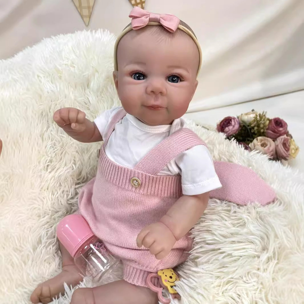 20 Zoll lebensechte Reborn-Babypuppe mit Stoffkörper, realistischer 3D-Haut, handgefertigte Neugeborenen-Spielpuppe für Mädchen