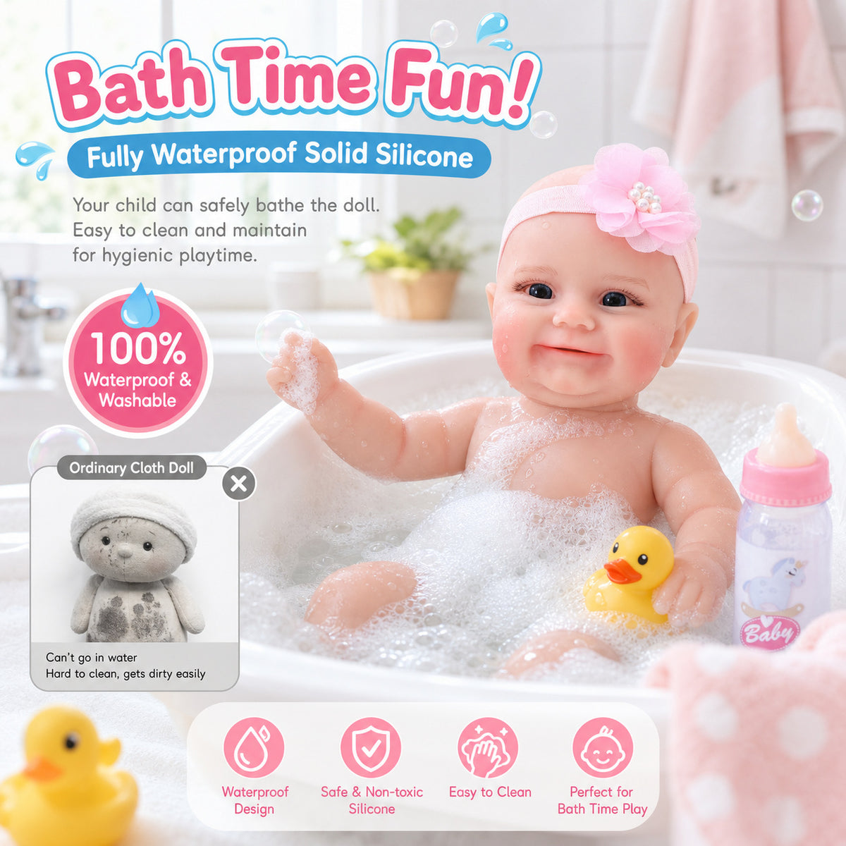30 cm handgefertigte, lebensechte Reborn-Babypuppe mit Körper aus massivem Silikon, realistischer 3D-Haut, Spielzeug für kleine Mädchen