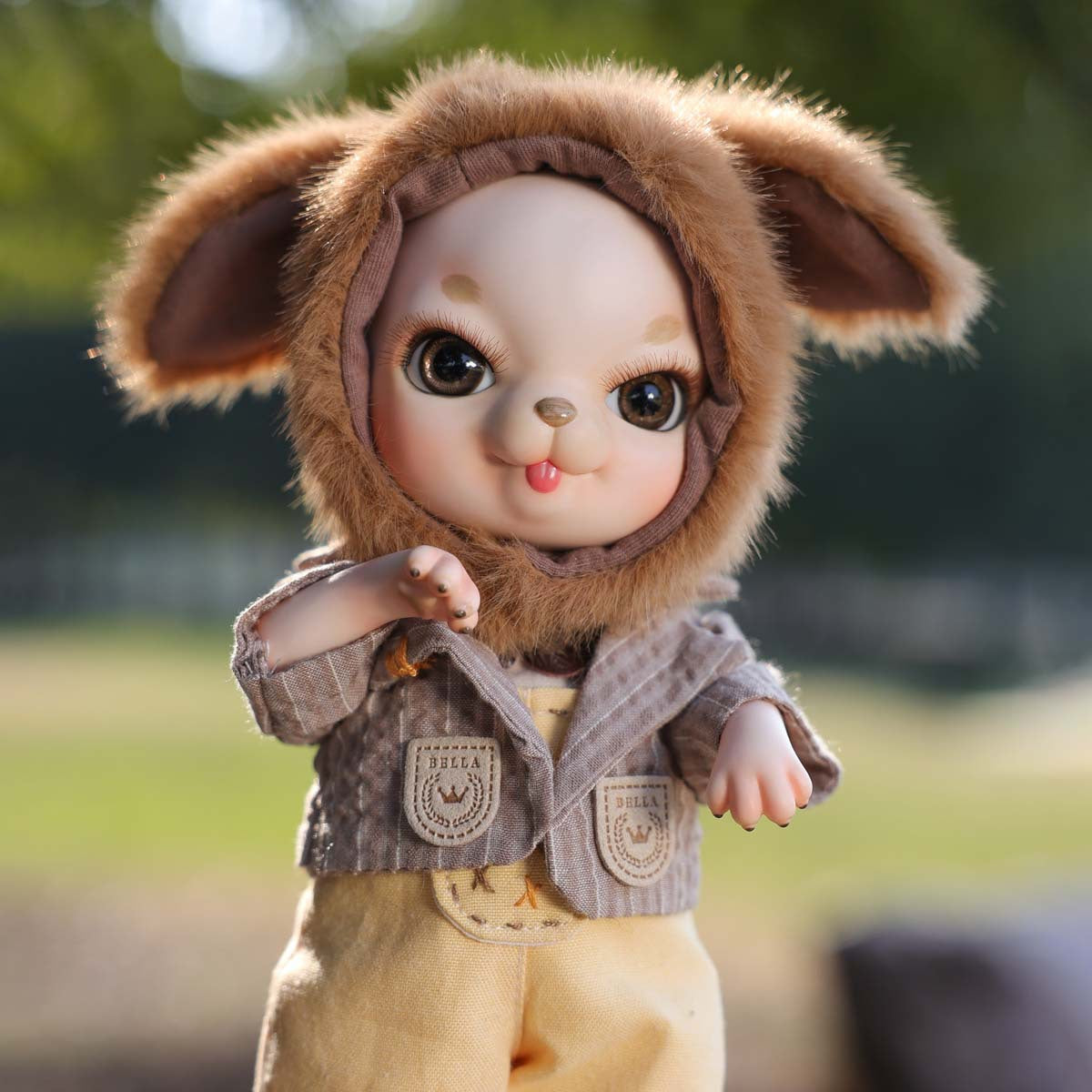 10 Zoll BJD-Puppe mit Keramikkörper, komplettes Plüsch-Outfit, handgefertigt, Dekor, Sammlerstück