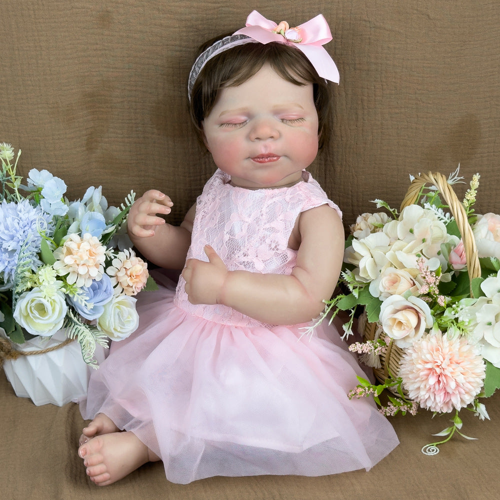 20-Zoll-Reborn-Mädchenpuppe aus Vollvinyl, realistisches schlafendes Neugeborenes mit geschlossenen Augen, beruhigende Sammelfigur für Erwachsene