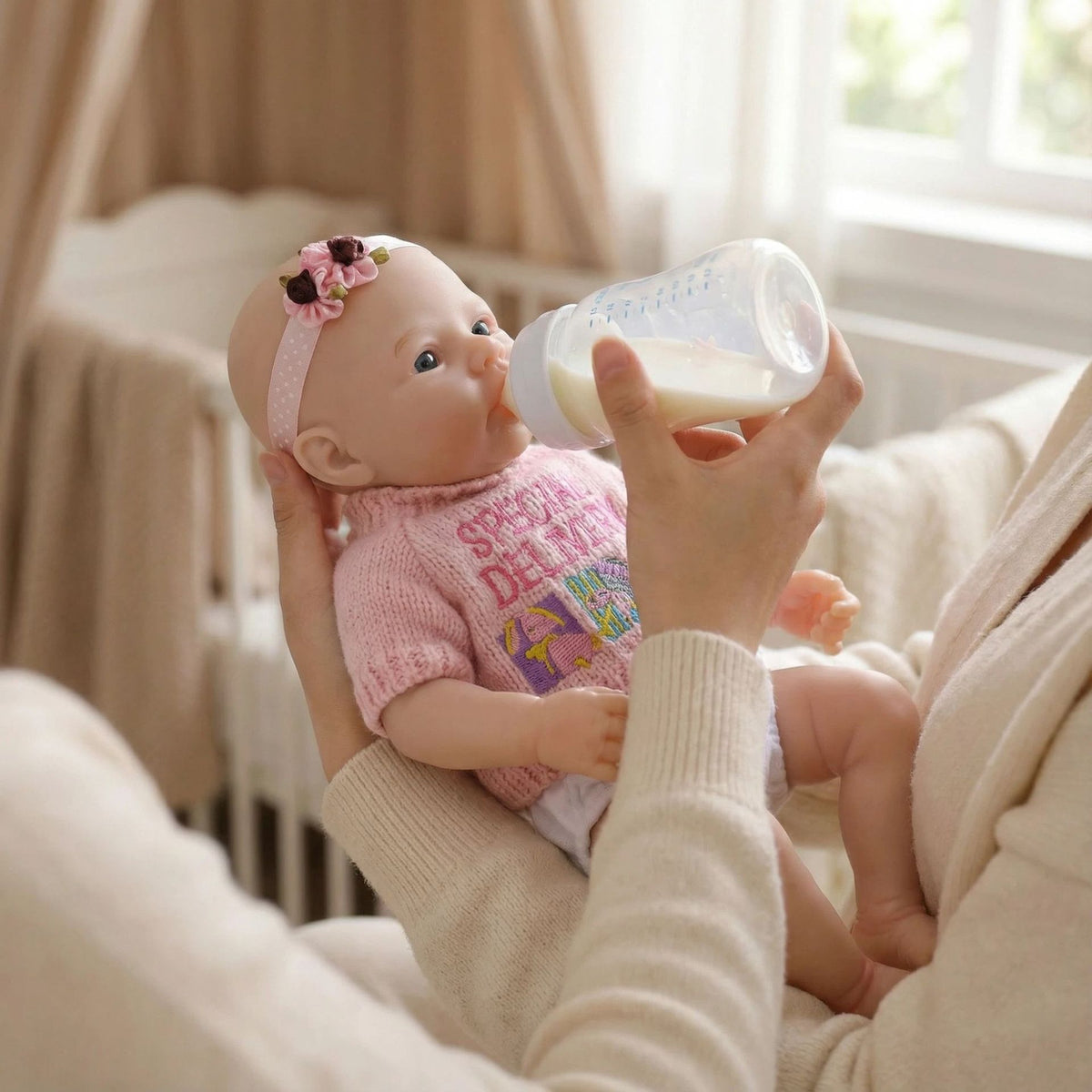 12-Zoll-Pulloveroberteil in Pink mit einfarbiger Silikon-Reinkarnationspuppe als Weihnachtsgeschenk für Kinder