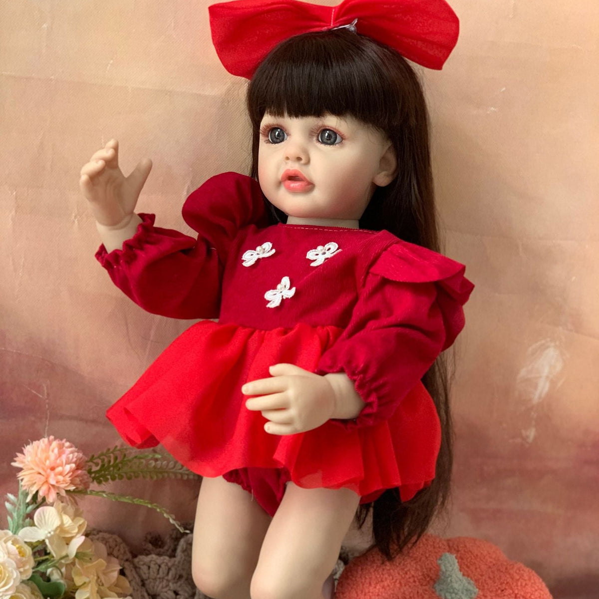 22 Zoll Reborn-Puppe mit Ganzkörper-Vinyl und Sound-Sensor, interaktives Begleitspielzeug für Kinder und Erwachsene, Geschenkidee für Geburtstage und Feiertage