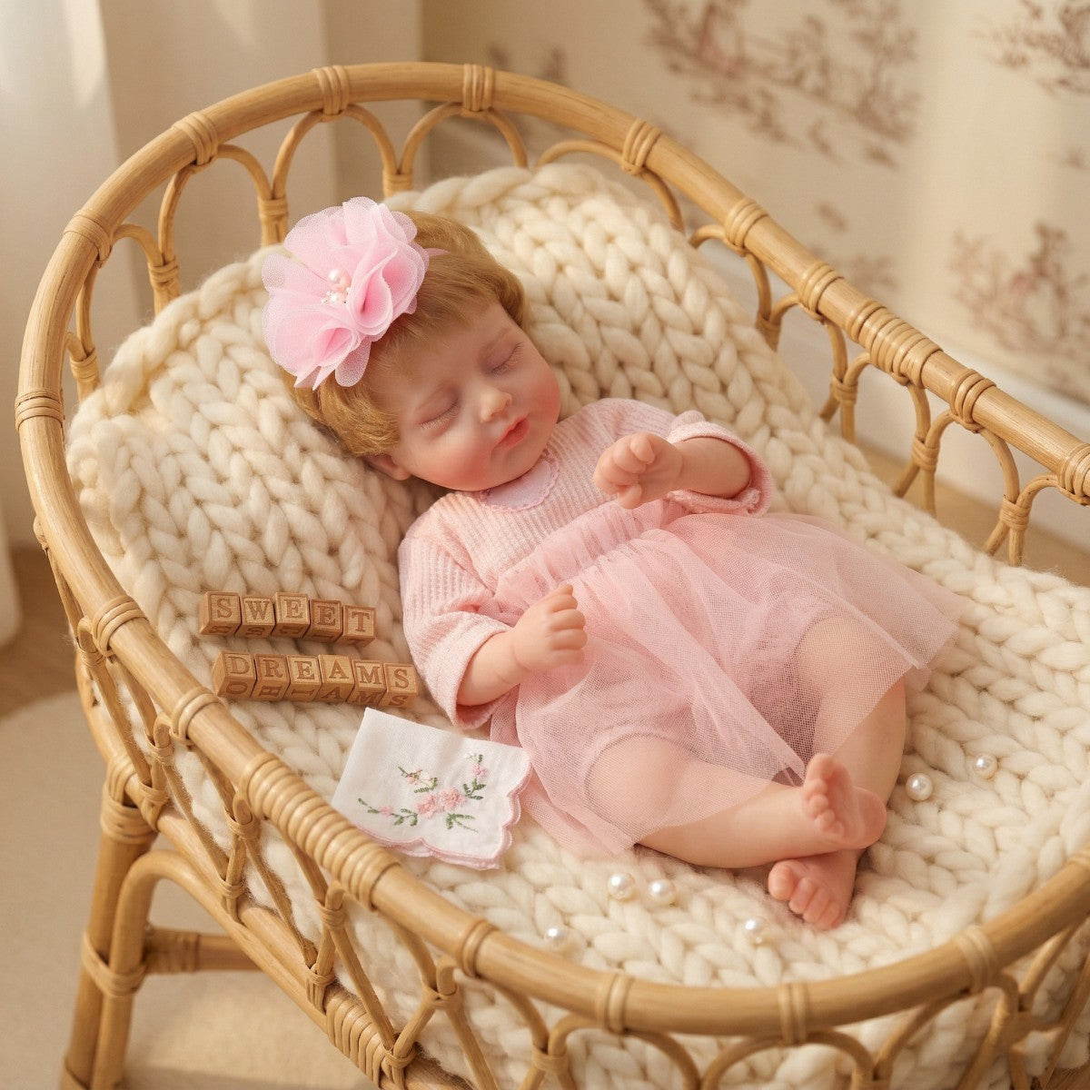 12-Zoll-Vollsilikon-Simulationsbaby, 30 cm Reborn-Puppe, realistisch knetbar, angenehme Haptik, geschlossene Augen, dehnbar