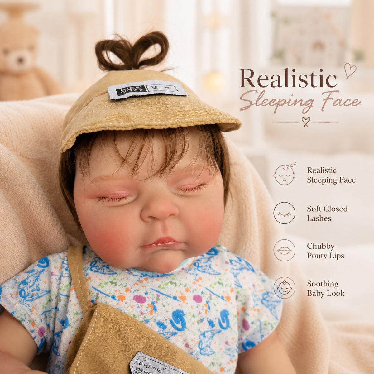 18-Zoll-Reborn-Puppe mit Stoffkörper, vielseitiges Erinnerungsstück für Kinder und erwachsene Puppensammler