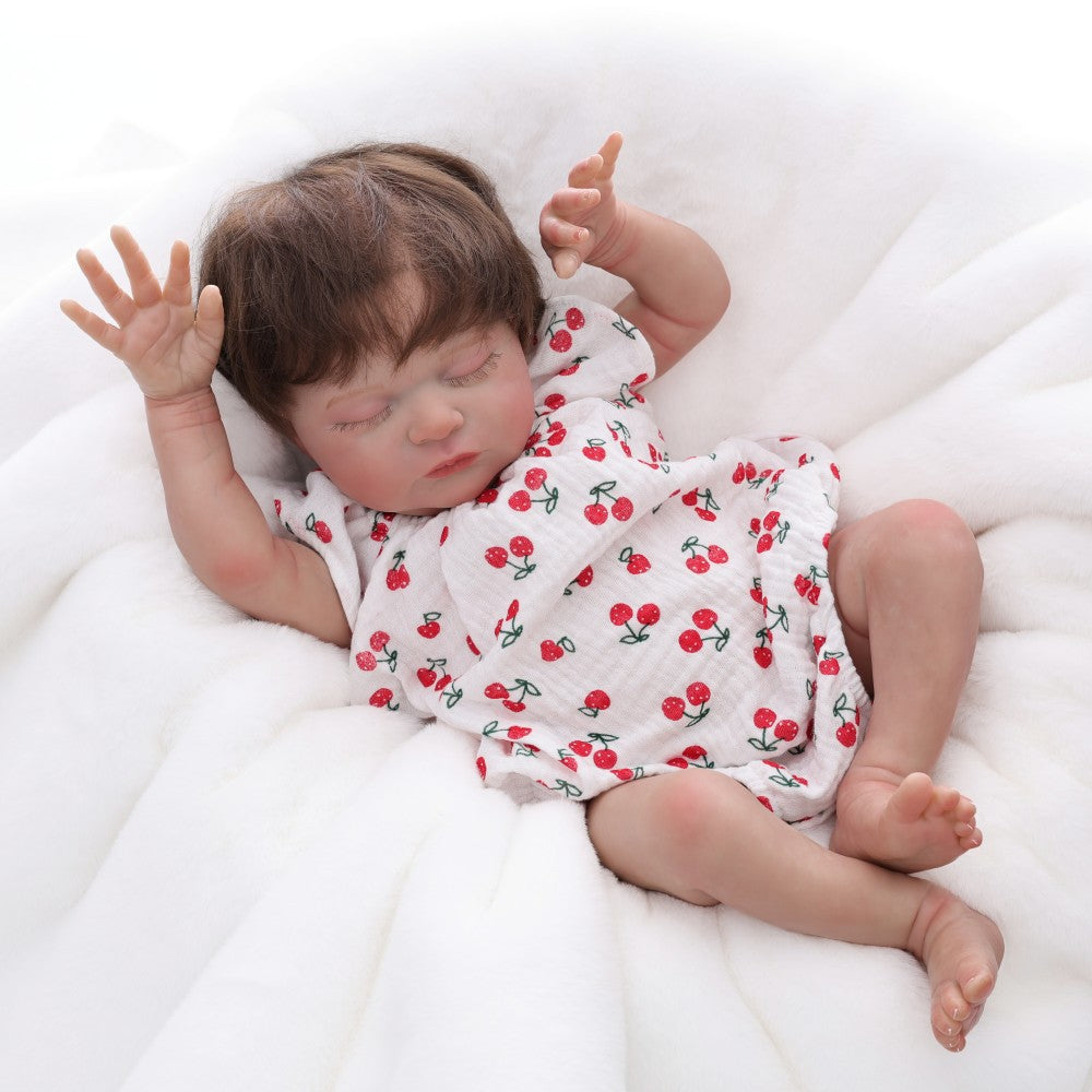 50 cm Rebirth-Puppe mit Haarimplantat, Stoffkörper-Simulations-Babypuppe für Mädchen, Ankleidespiel, Spielgefährte für zu Hause