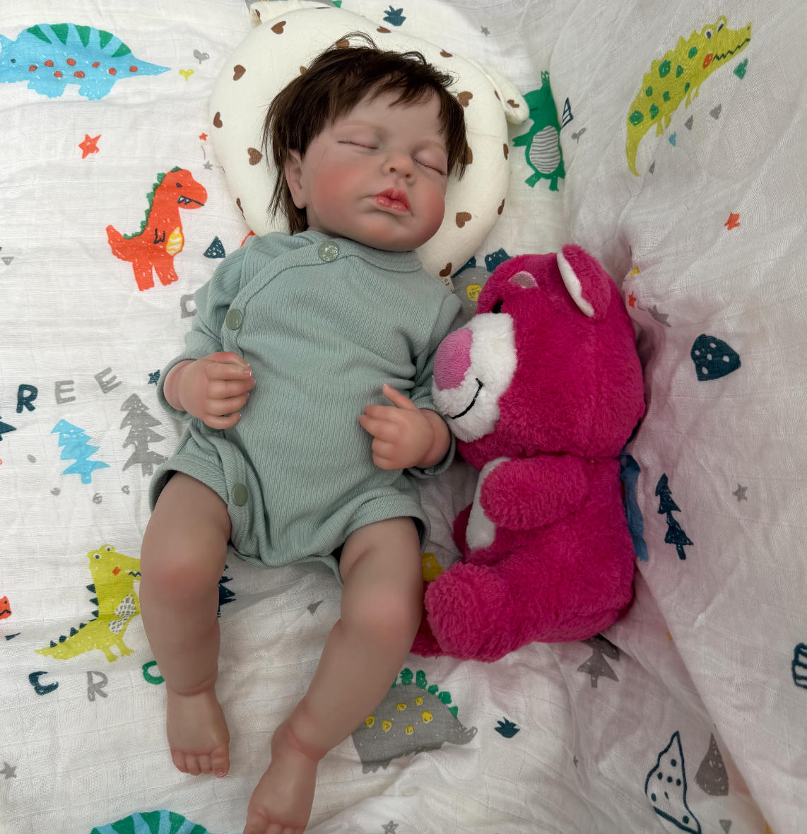 18-Zoll/45 cm schlafende Reborn-Puppe Juan – 45 cm Ganzkörper-Vinyl-Baby, wasserfest, mit gerootetem Haar