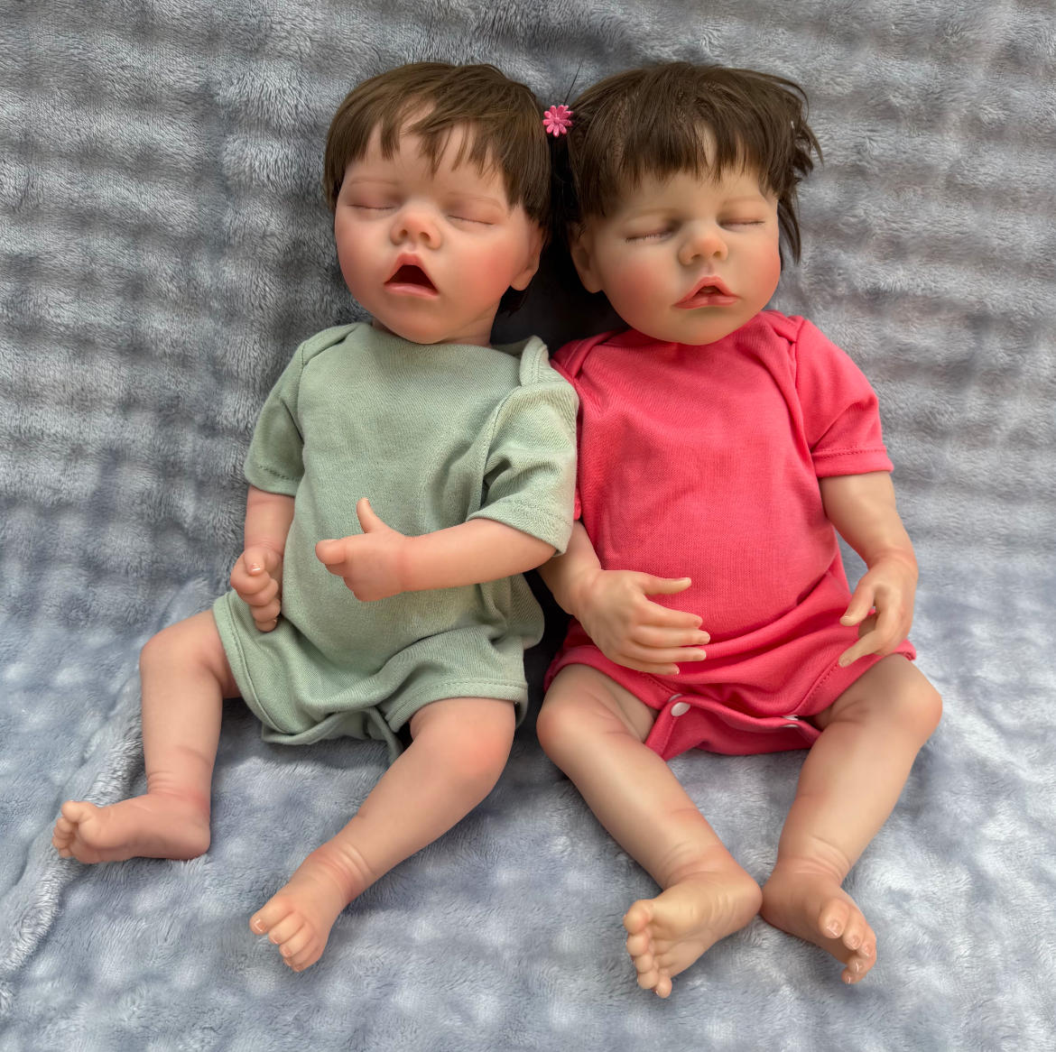 18-Zoll 45 cm Reborn-Zwillingspuppen – Ganzkörper-Vinyl wasserdichtes schlafendes Babyset