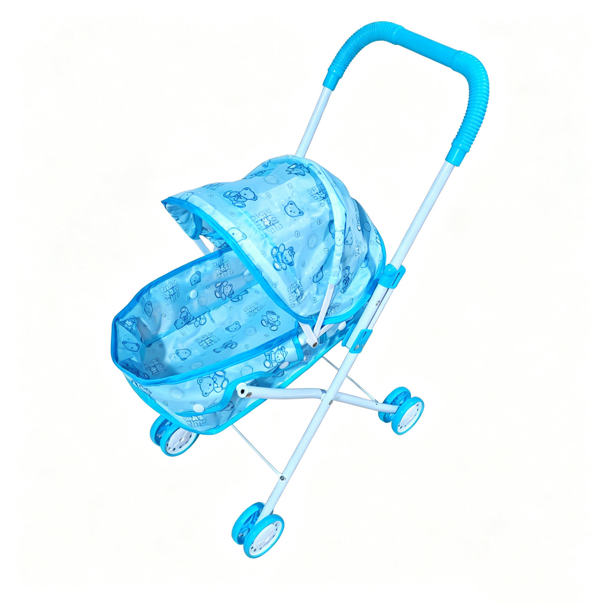 Realistischer Puppenwagen mit 4 Rädern, verstellbarem Griff & Verdeck, sicherer Spielzeug-Kinderwagen für Mädchen ab 3 Jahren