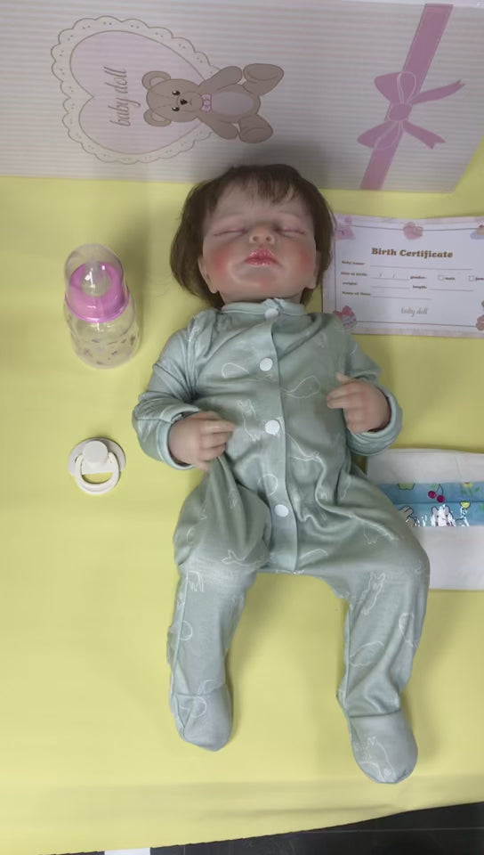 20-Zoll/50 cm lebensechtes Reborn-Baby – 3D-bemalte Haut, Ganzkörper-Vinyl, wasserdicht, schlafendes Neugeborenes