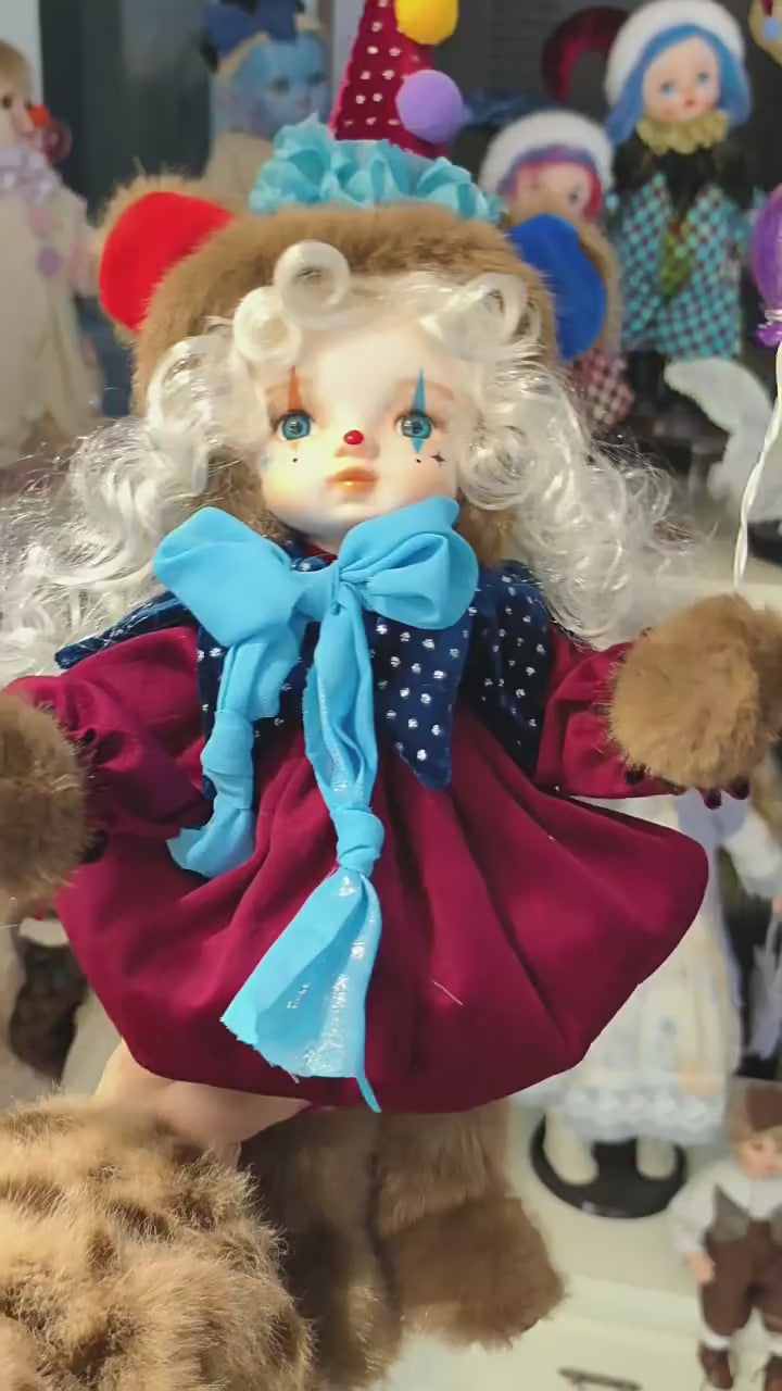 13 Zoll 33 cm Vintage Clown Make-up Keramikgesicht exquisite Puppe Spielzeug hochwertiges Geschenk Sammlerstück Dekoration Ornament