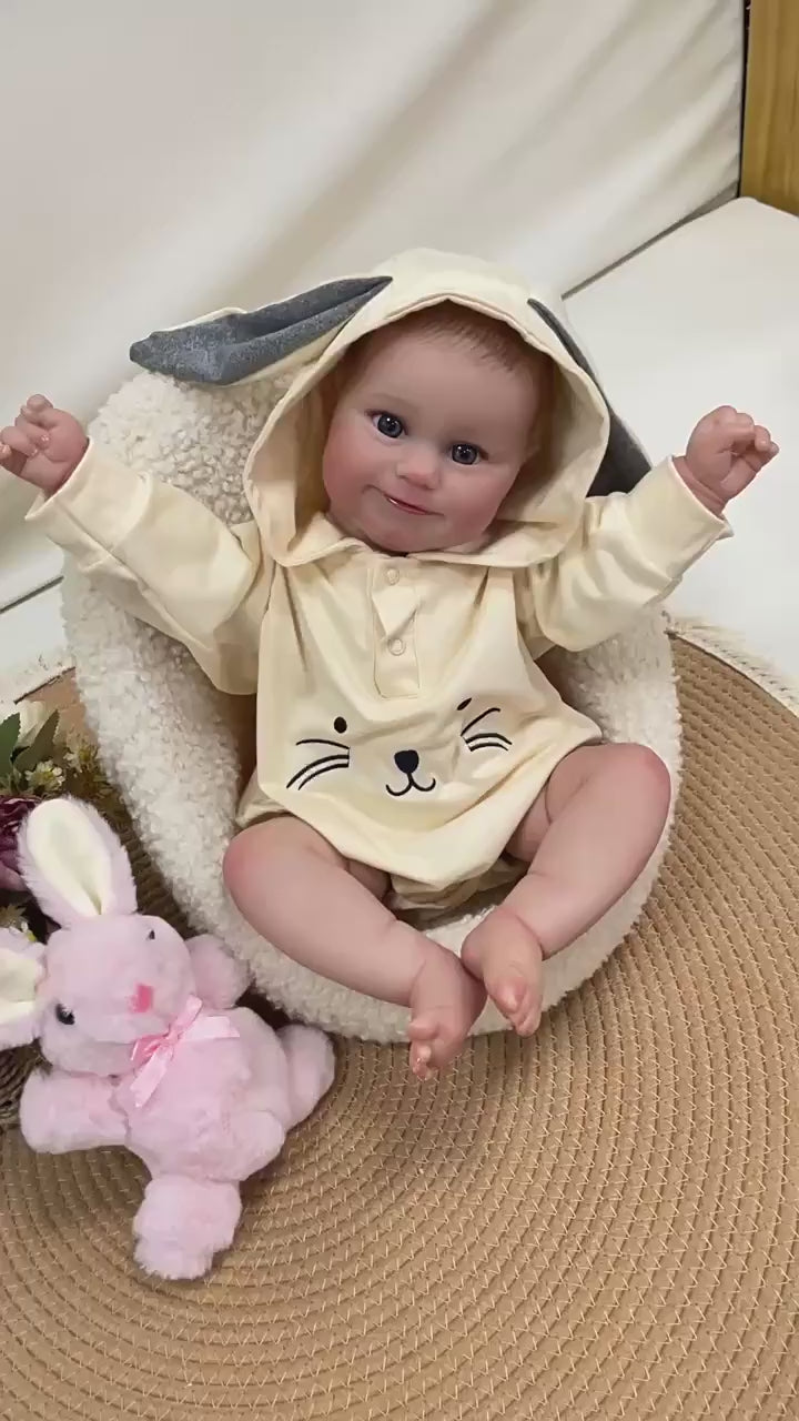 19 Zoll handgefertigte, lebensechte Reborn-Babypuppe mit Stoffkörper, realistischer 3D-Haut, Spielzeug für kleine Mädchen
