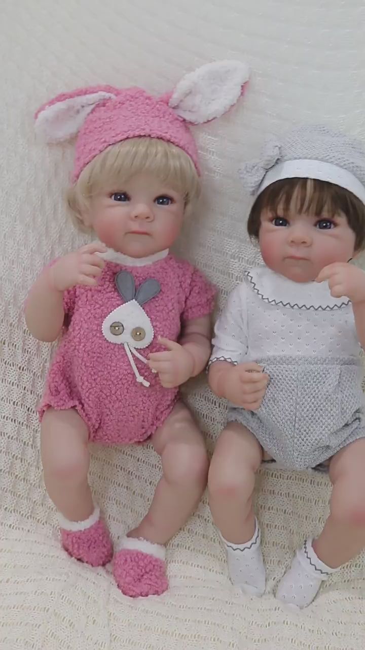 18 inch Reborn twin sister baby dolls, realistic infant dolls, vinyl dolls, gifts for children
