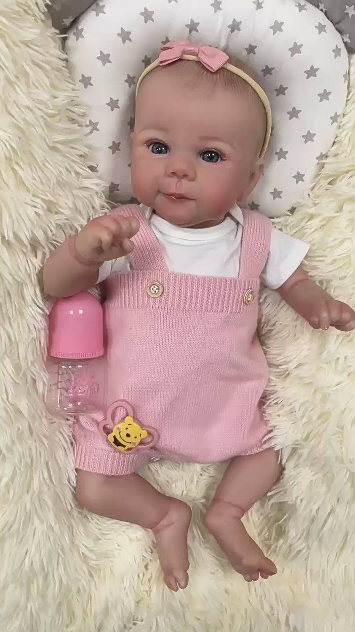 20 Zoll lebensechte Reborn-Babypuppe mit Stoffkörper, realistischer 3D-Haut, handgefertigte Neugeborenen-Spielpuppe für Mädchen