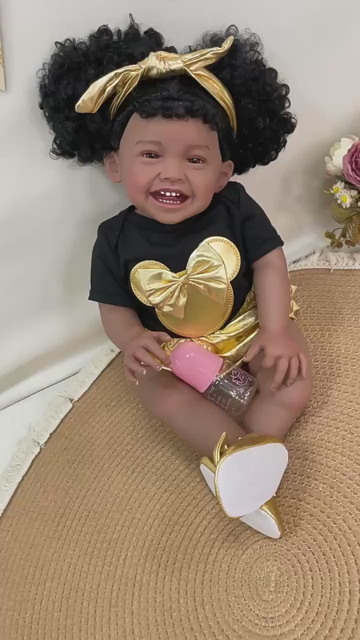 23 Zoll lebensechte handgefertigte Reborn-Puppe, weicher Stoffkörper, echte 3D-Hautsimulation, neugeborene Babypuppe, Spielzeug für Mädchen und Kinder