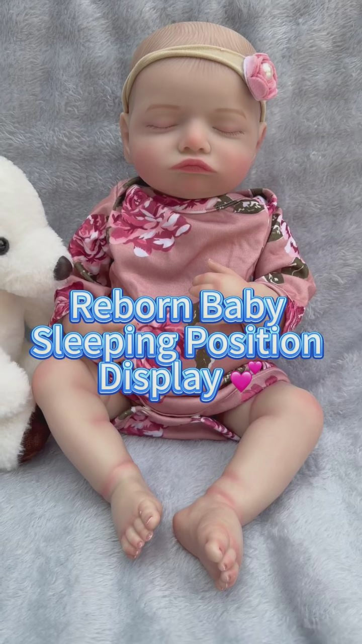 18-Zoll (45 cm) Rosalie Ganzkörper-Vinyl-Reborn-Puppe – lebensechte 3D-Haut, wasserdicht, schlafendes Baby mit gerooteten Haaren