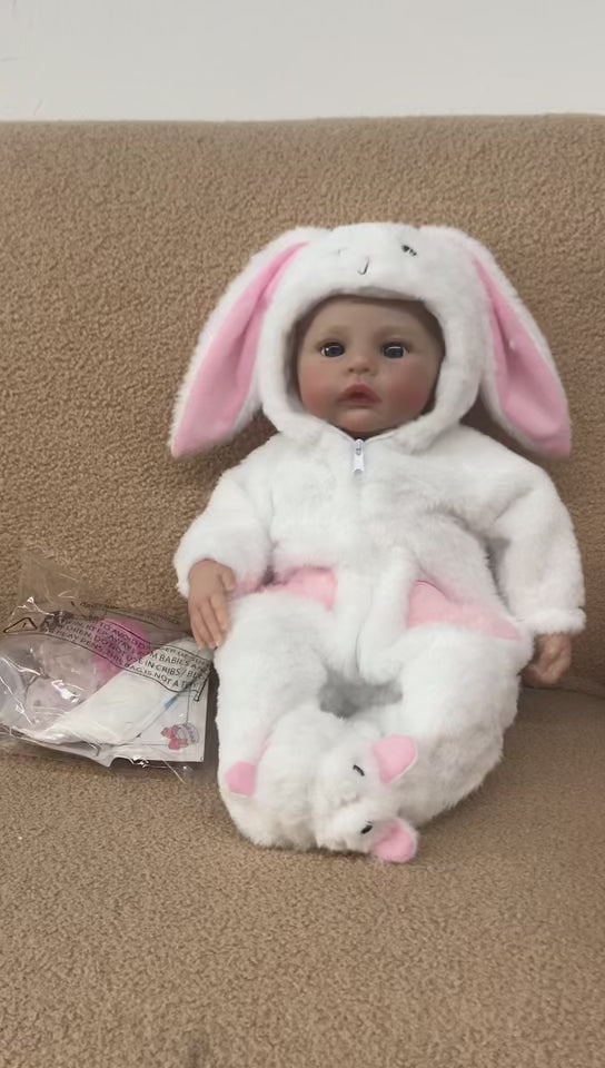 18 Zoll Reborn-Babypuppe, lebensechte Kuschelfigur mit 3D-Haut, Mehrschicht-Bemalung und sichtbaren Venen