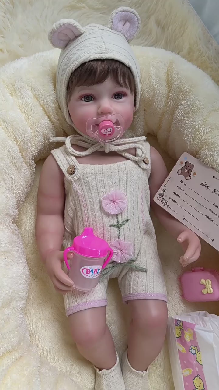 22-Zoll-Ganzkörper-Vinylpuppe, lebensechtes Babydesign mit Schnuller, wunderbares Geschenk für Geburtstage und Feiertage
