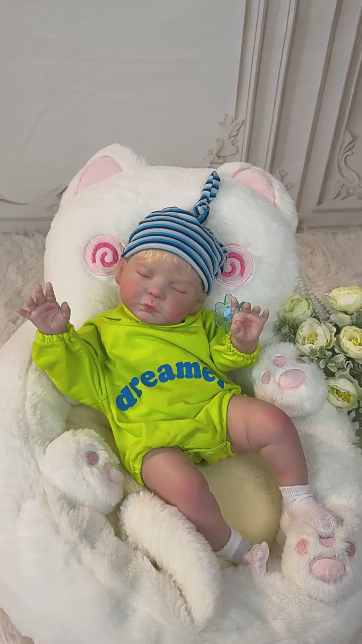 24 Zoll 60 cm Reborn-Puppe mit Haarimplantaten und Stoffkörper