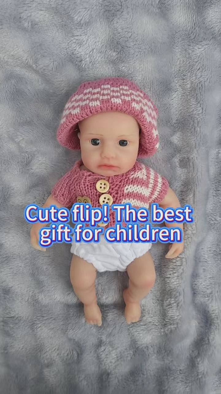 8-Zoll-Reborn-Puppe aus Vollsilikon mit kurzem Ärmel und Puder-Pullover