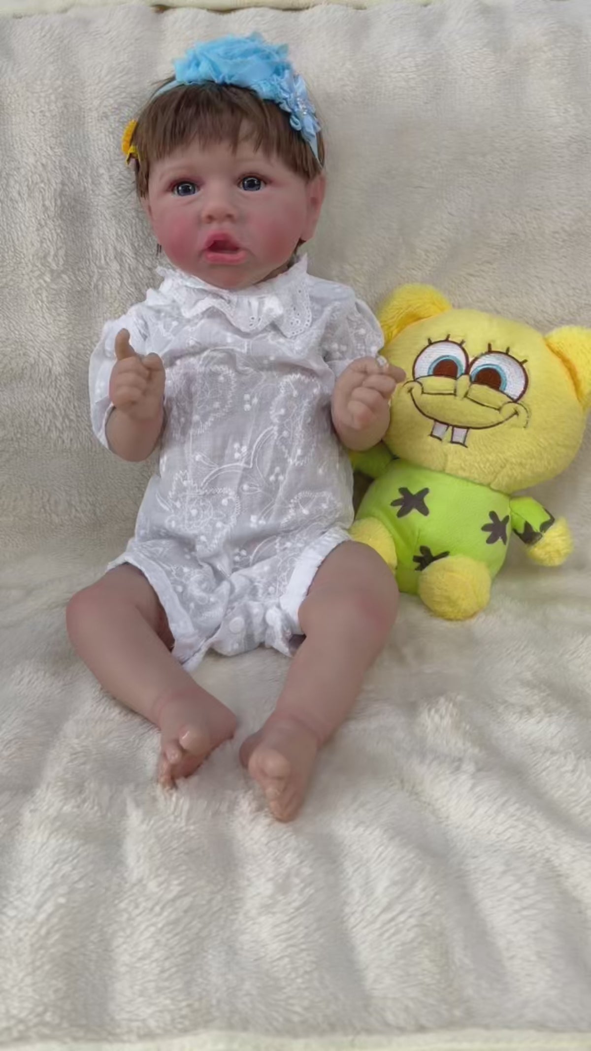 22 Zoll / 55 cm Ganzkörper-Vinyl-Reborn-Mädchen – 55 cm lebensgroße, wasserfeste Babypuppe mit gerootetem Haar und badbarem Körper