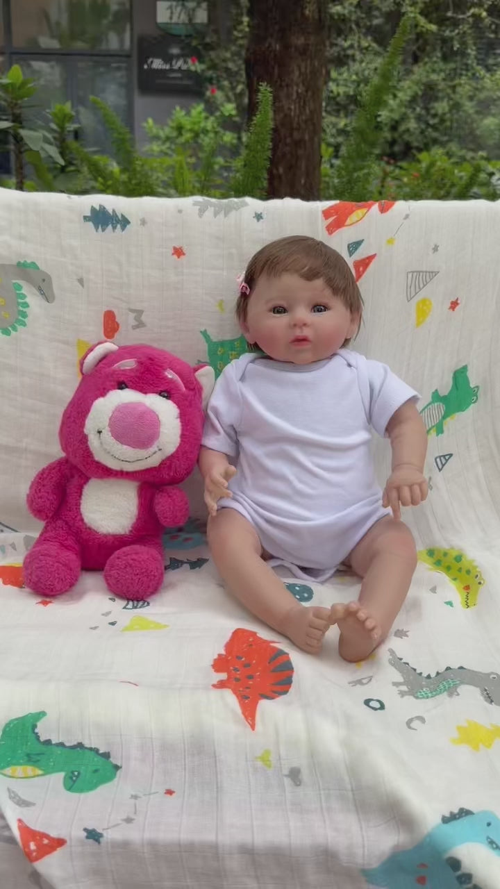20 Zoll Reborn Puppen mit Stoffkörper, weiche Haptik, implantiertes Haar, neugeborene Babypuppen, Spielzeug für Mädchen, Reborn Puppen