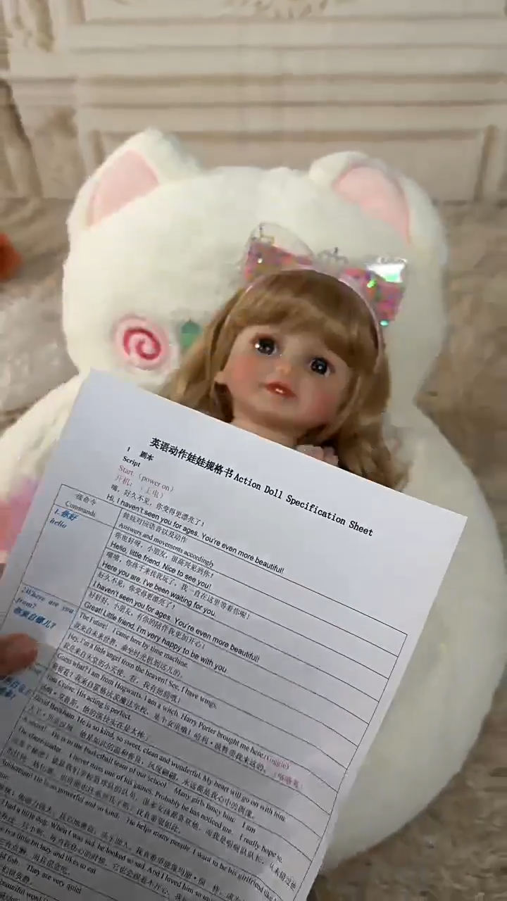 Russisch Englisch Spanisch Weinende und lachende Dialog-Puppe, 22 Zoll vollplastische Reborn-Puppe, Simulations-Babypuppe für Mädchen